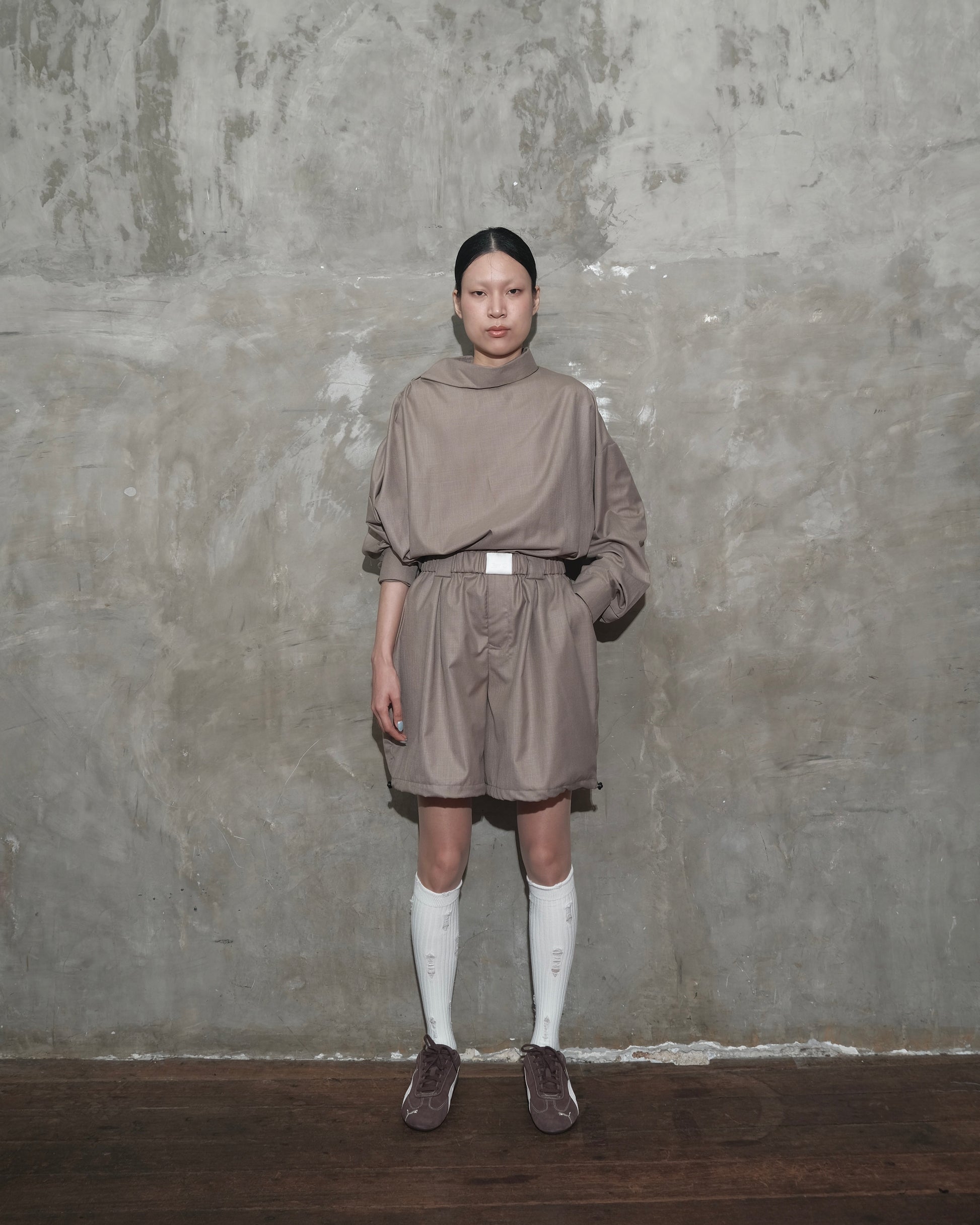 Slanted Collar Shirt in Brown - BEV C multi label store