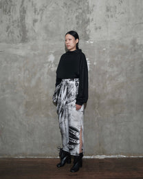 Draped Sarong Skirt in White Chaos