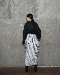 Draped Sarong Skirt in White Chaos