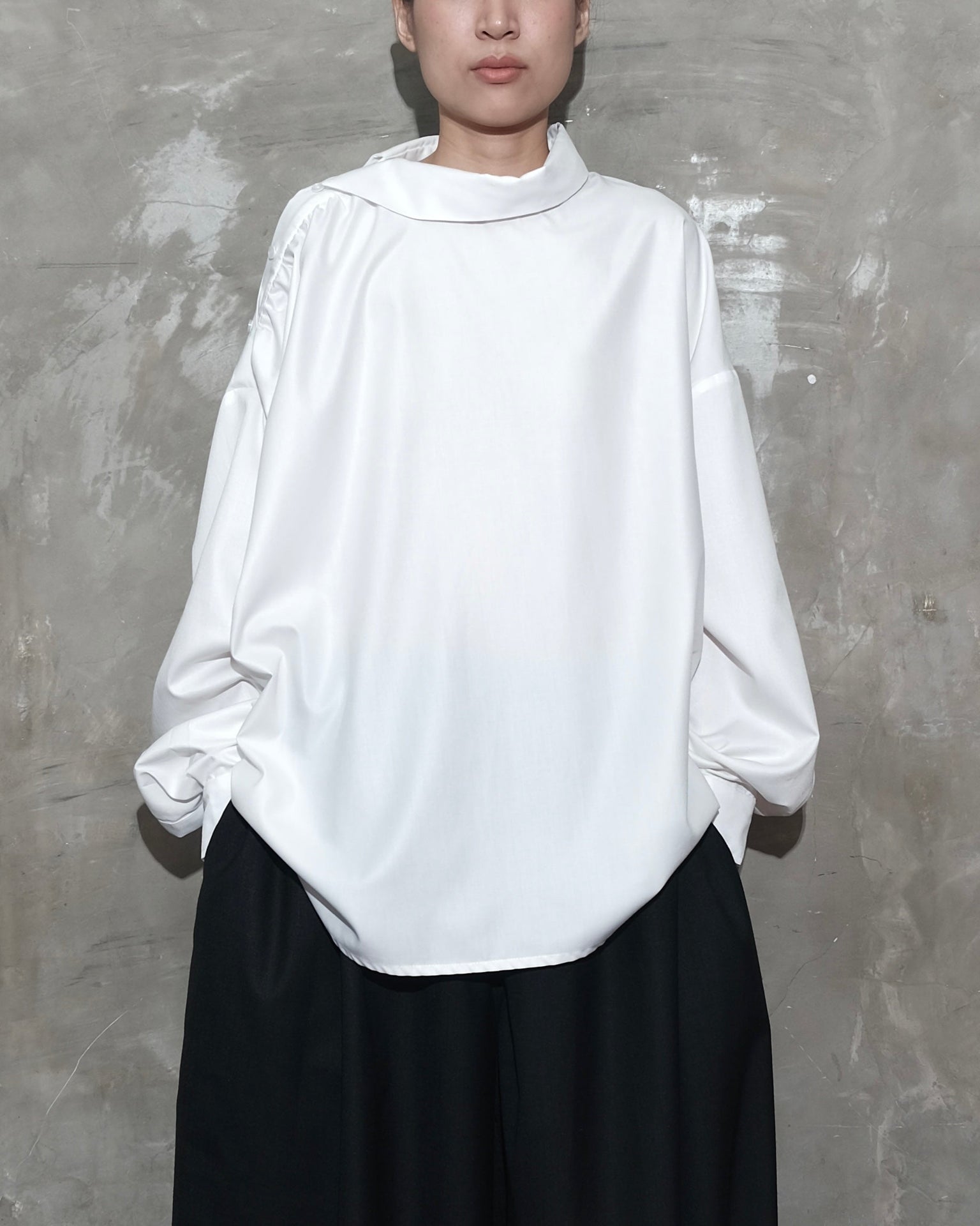 Slanted Collar Shirt in White