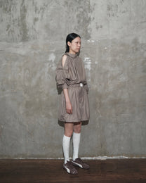 Slanted Collar Shirt in Brown - BEV C multi label store