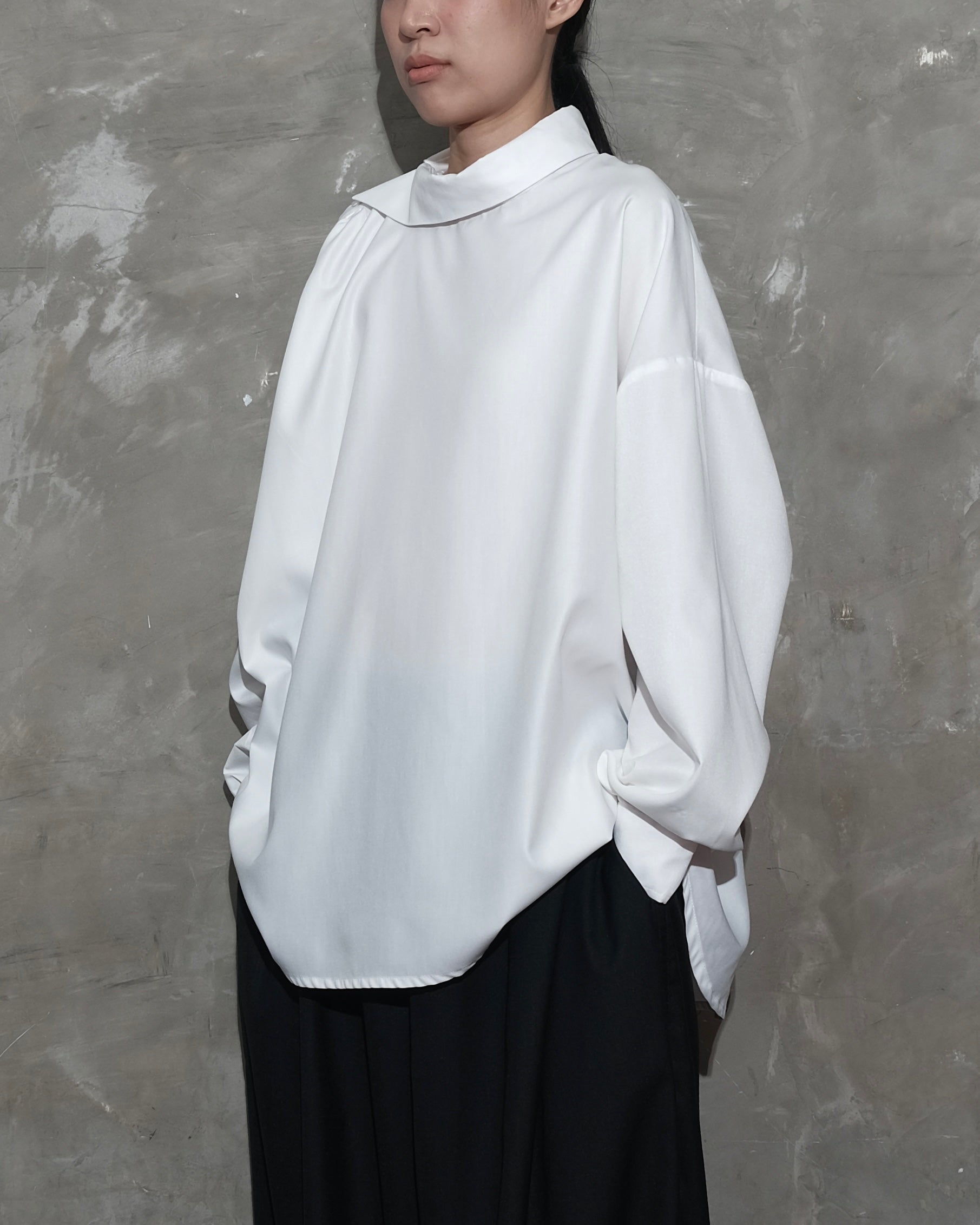 Slanted Collar Shirt in White