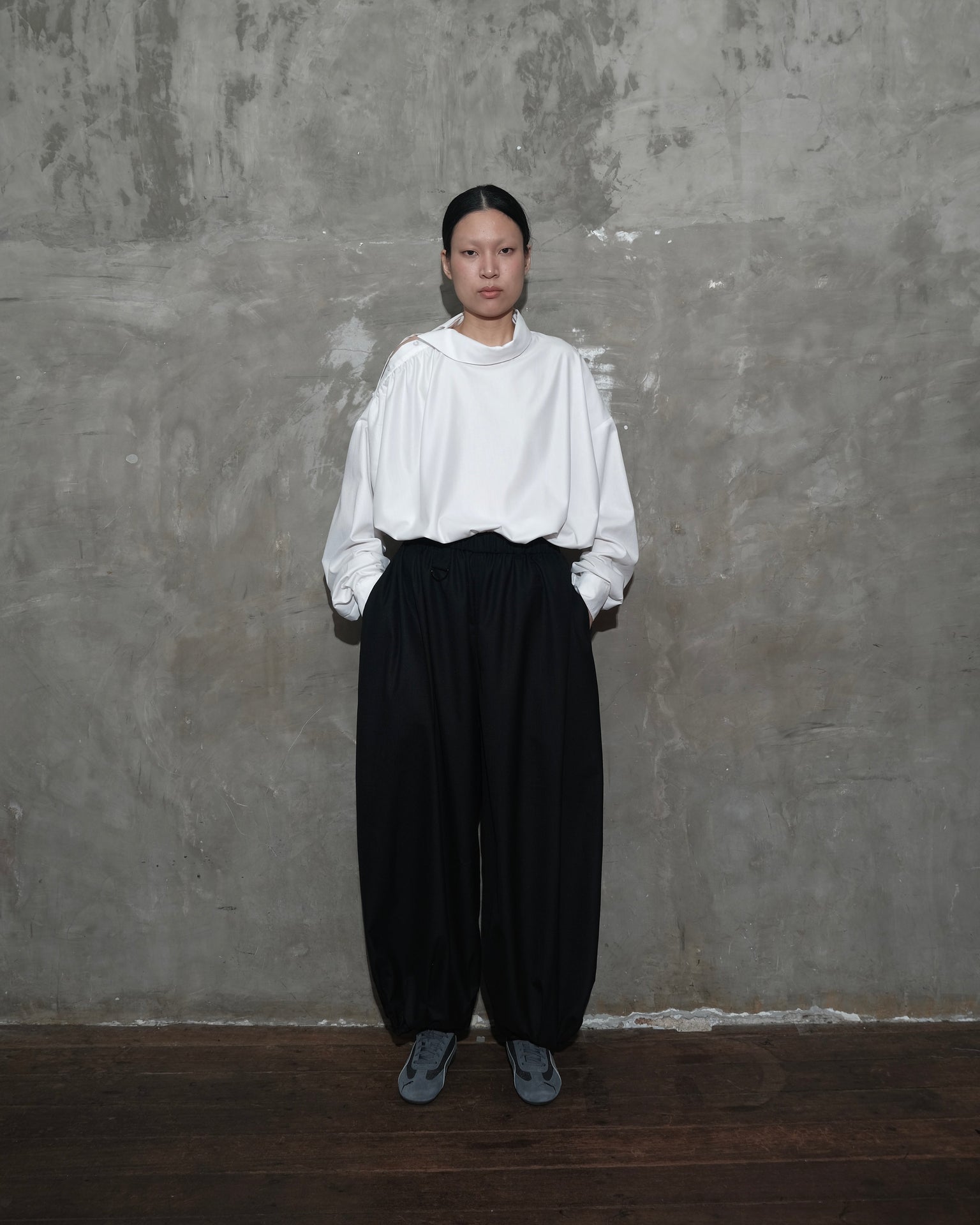 Slanted Collar Shirt in White