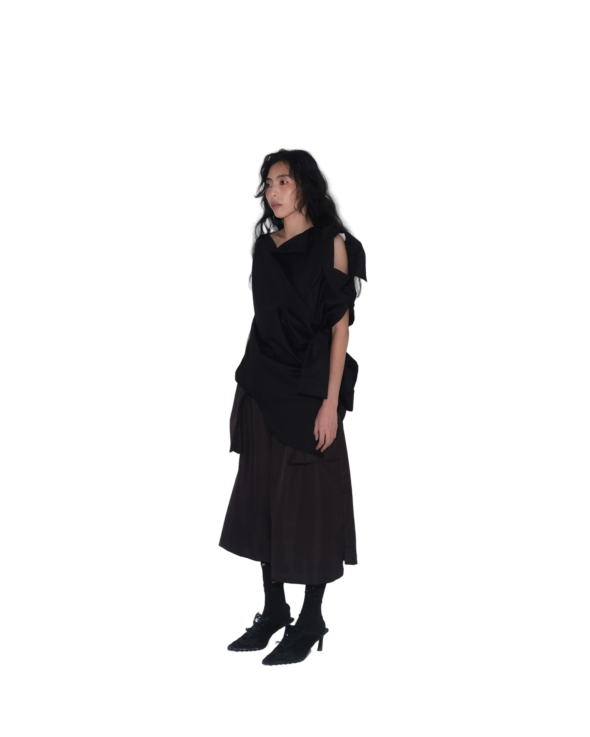 Asymmetrical Fly Pocket Pants In Dark Brown
