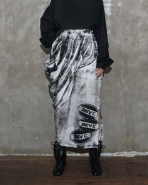 Draped Sarong Skirt in White Chaos