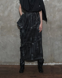 Draped Sarong Skirt in Black Chaos