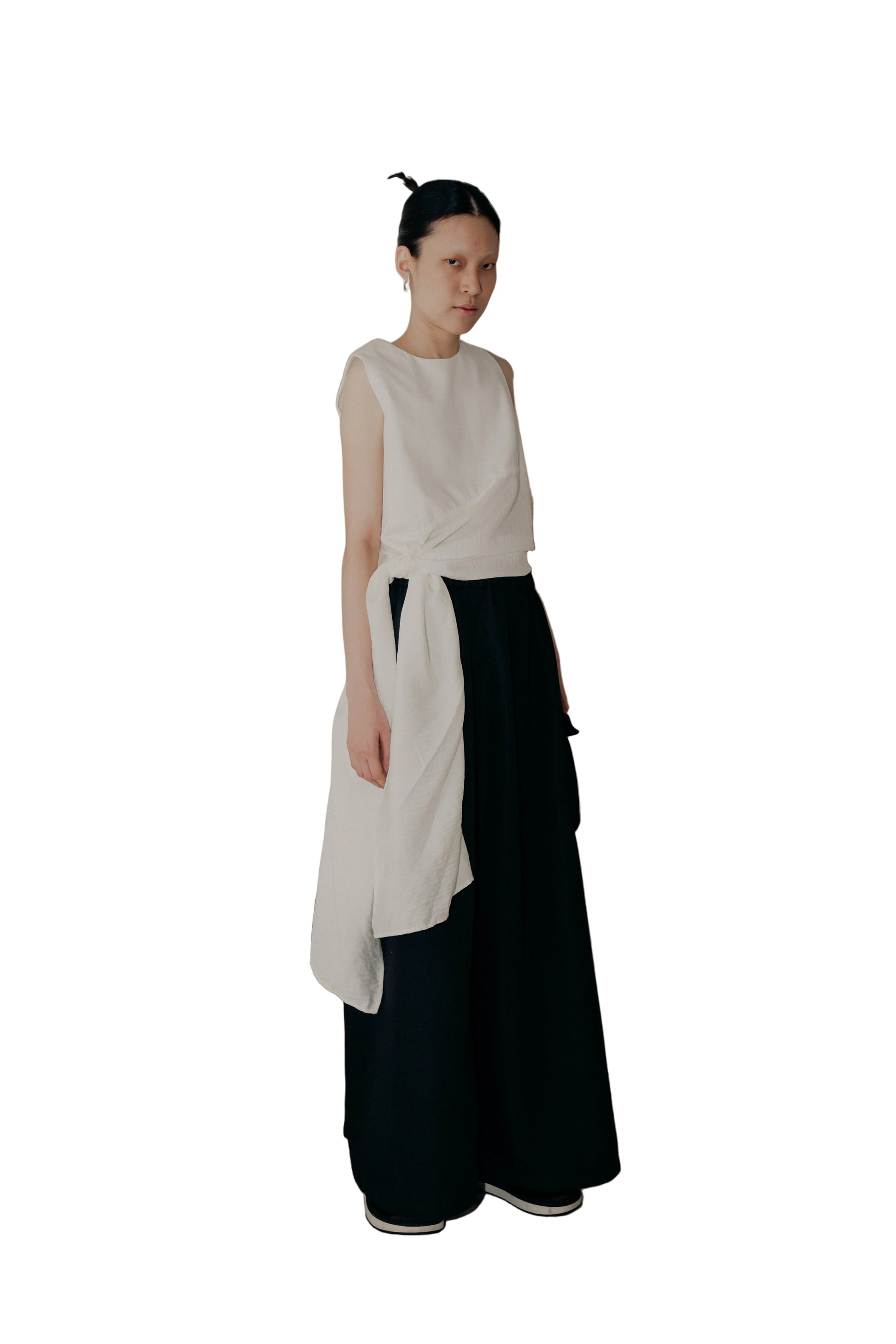 Sleeveless Draped Top in White - BEV C multi label store