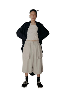 Asymmetrical Fly Pocket Pants In Cream - BEV C multi label store
