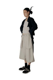 Asymmetrical Fly Pocket Pants In Cream - BEV C multi label store