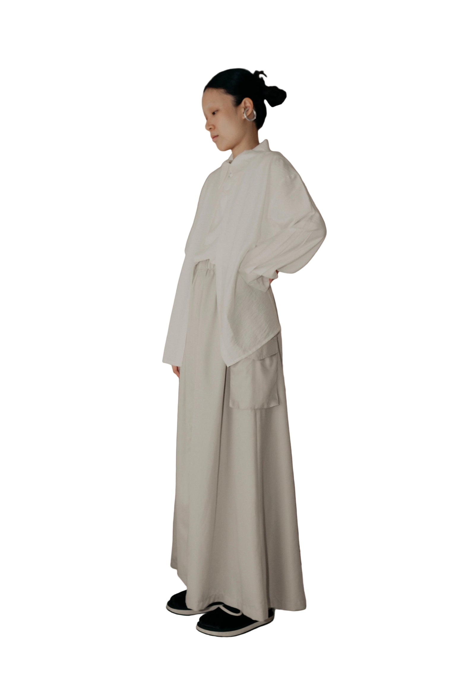 Two-Way Side Pocket Skirt in Cream