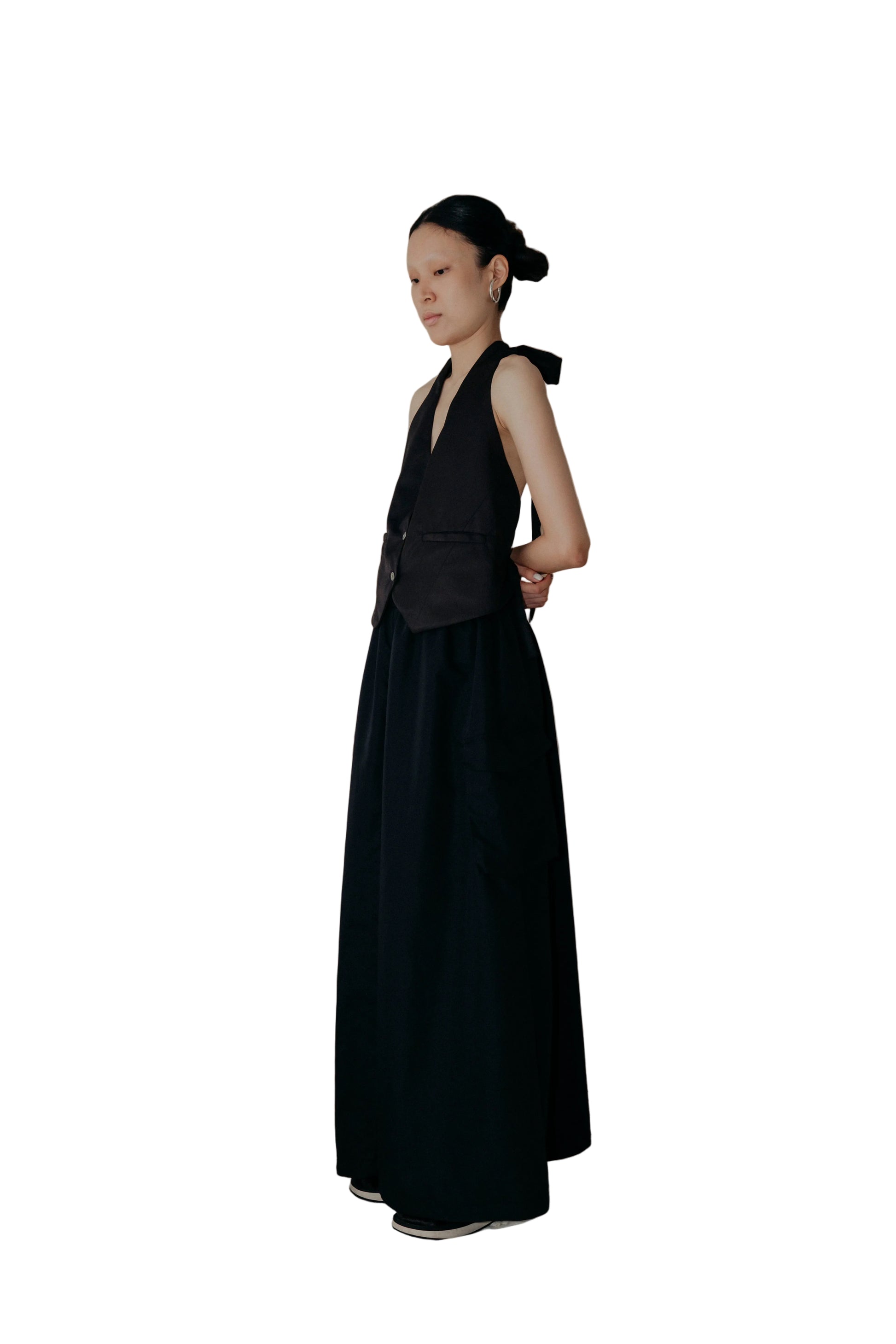 Sexy Open Back Vest in Black - BEV C multi label store