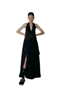 Sexy Open Back Vest in Black - BEV C multi label store
