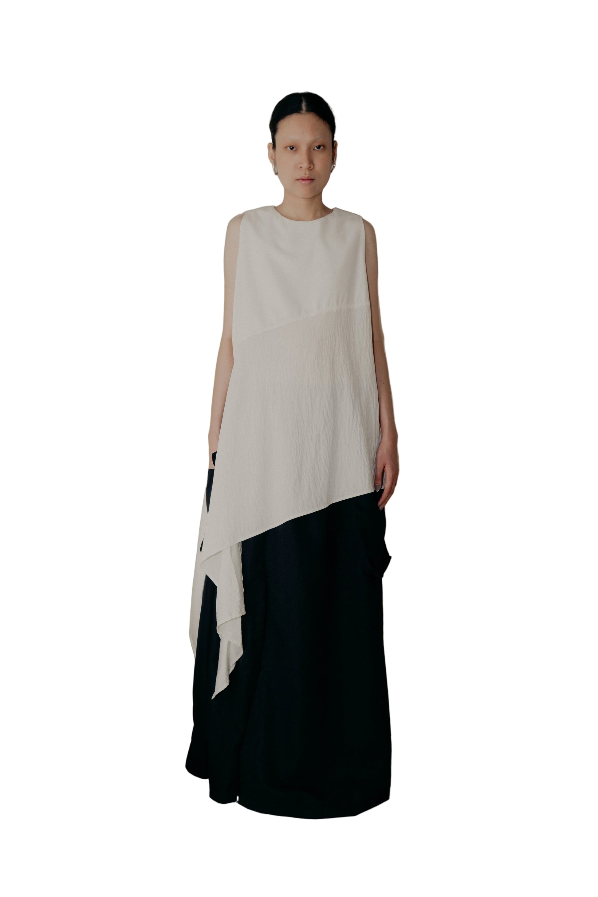 Sleeveless Draped Top in White - BEV C multi label store