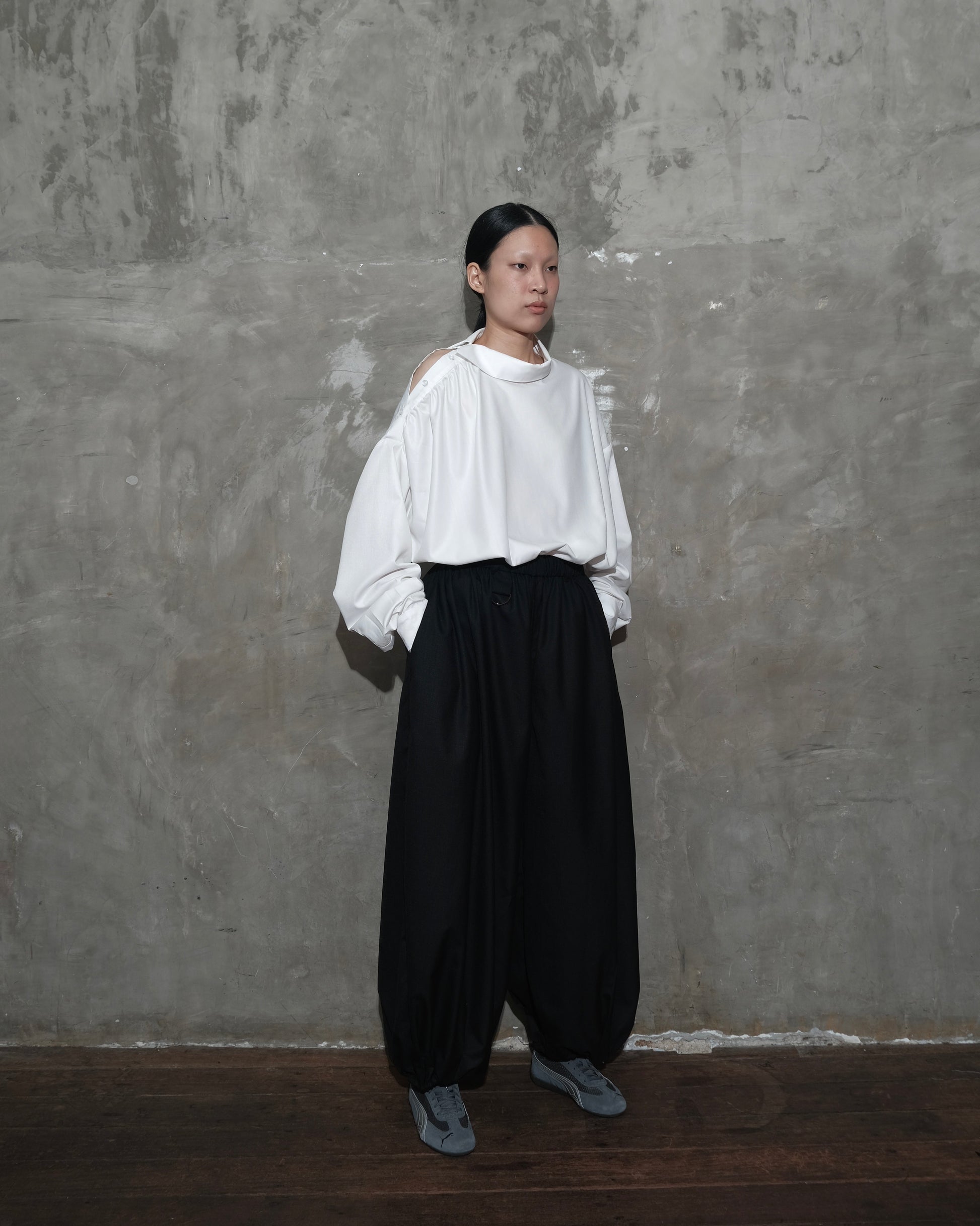 Slanted Collar Shirt in White