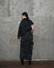 Draped Sarong Skirt in Black Chaos