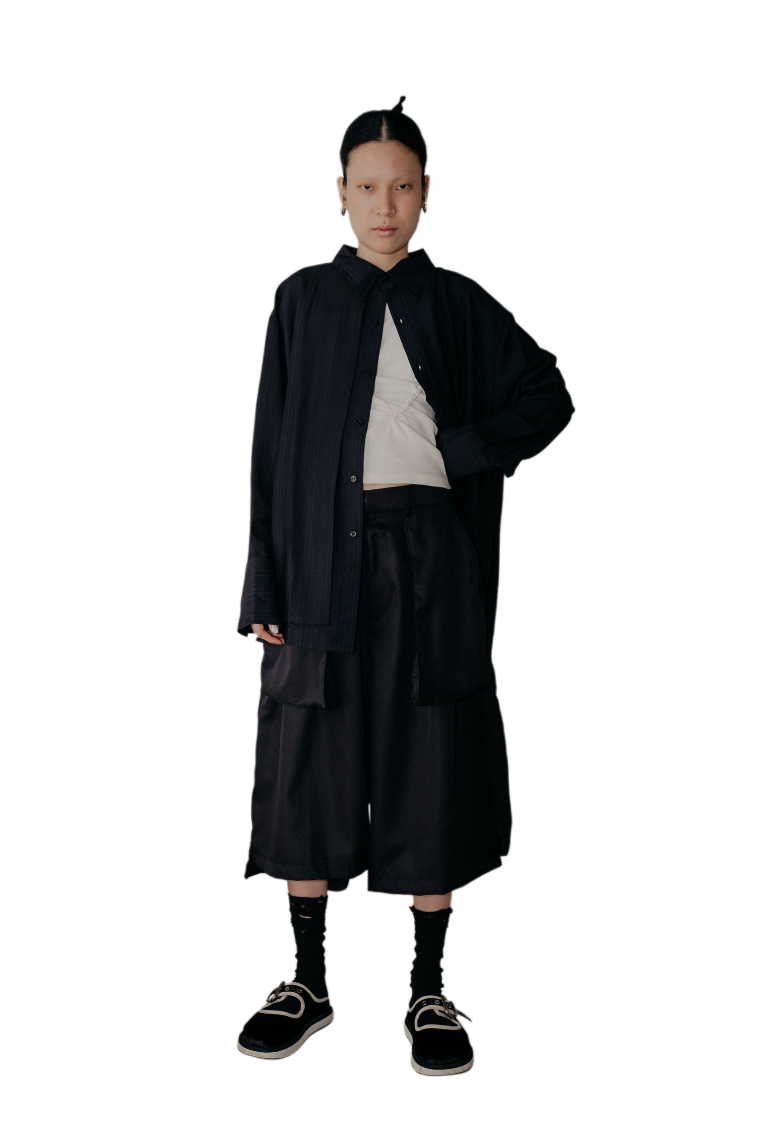 Asymmetrical Fly Pocket Pants In Black